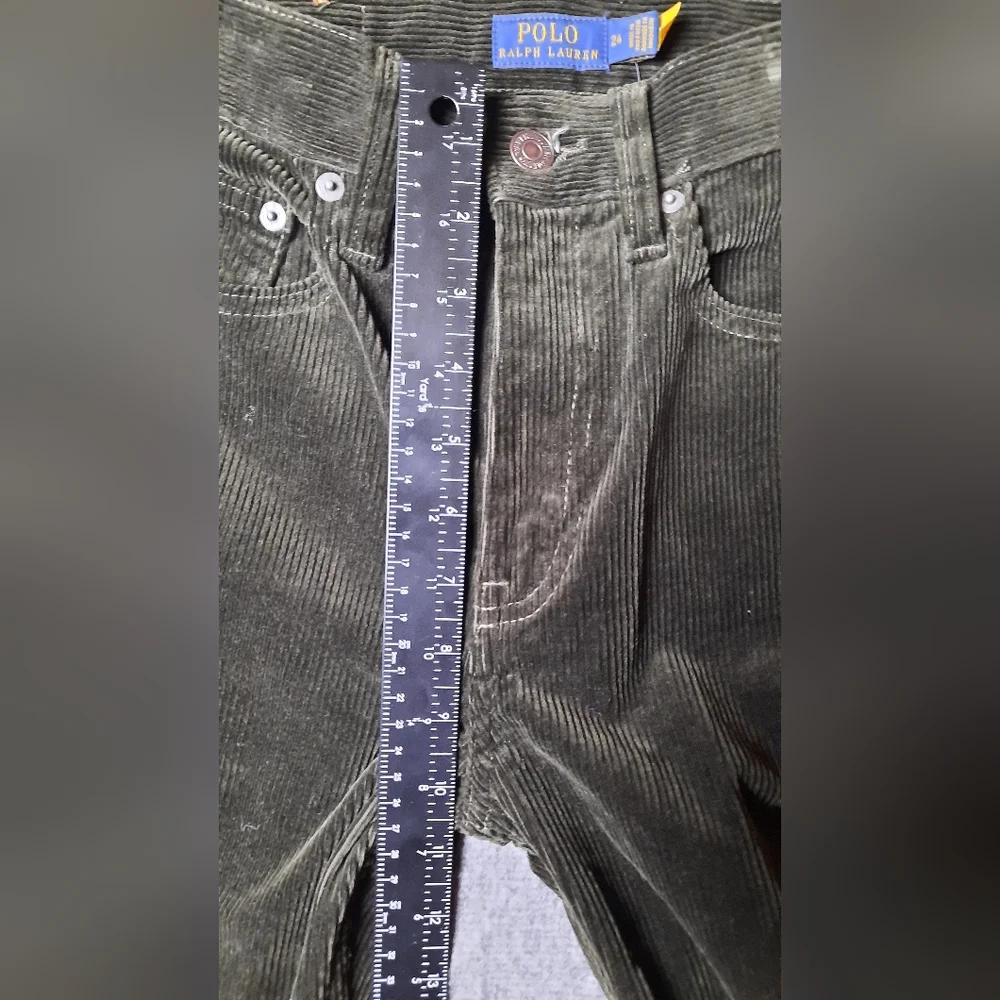 NWT! Polo Ralph Lauren Pants Womans 24 Green Corduroy Straight Preppy Classic - Picture 9 of 16